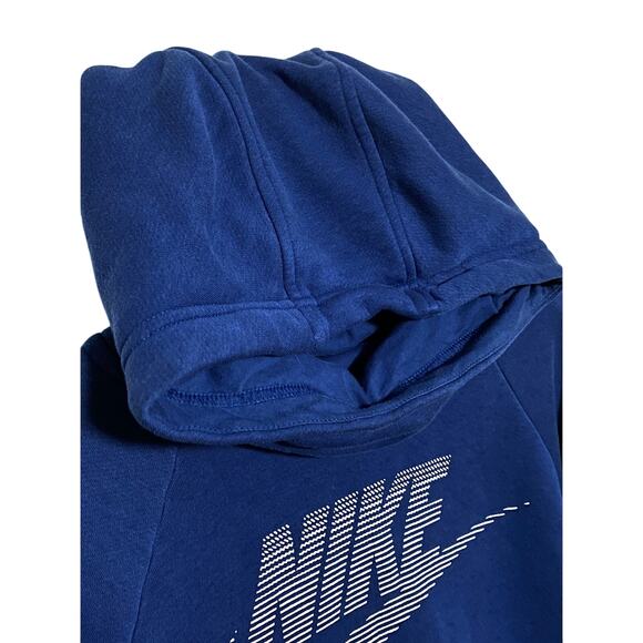 Vintage Nike Spell Out Swoosh Blue White Hoodie Sweatshirt Funnel Neck Womens S - Picture 3 of 9